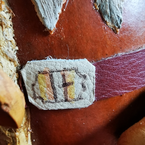 Vintage Hand Made Folk Art Leather Gourd Man in a Cowboy Hat Uruguay - Picture 11 of 14